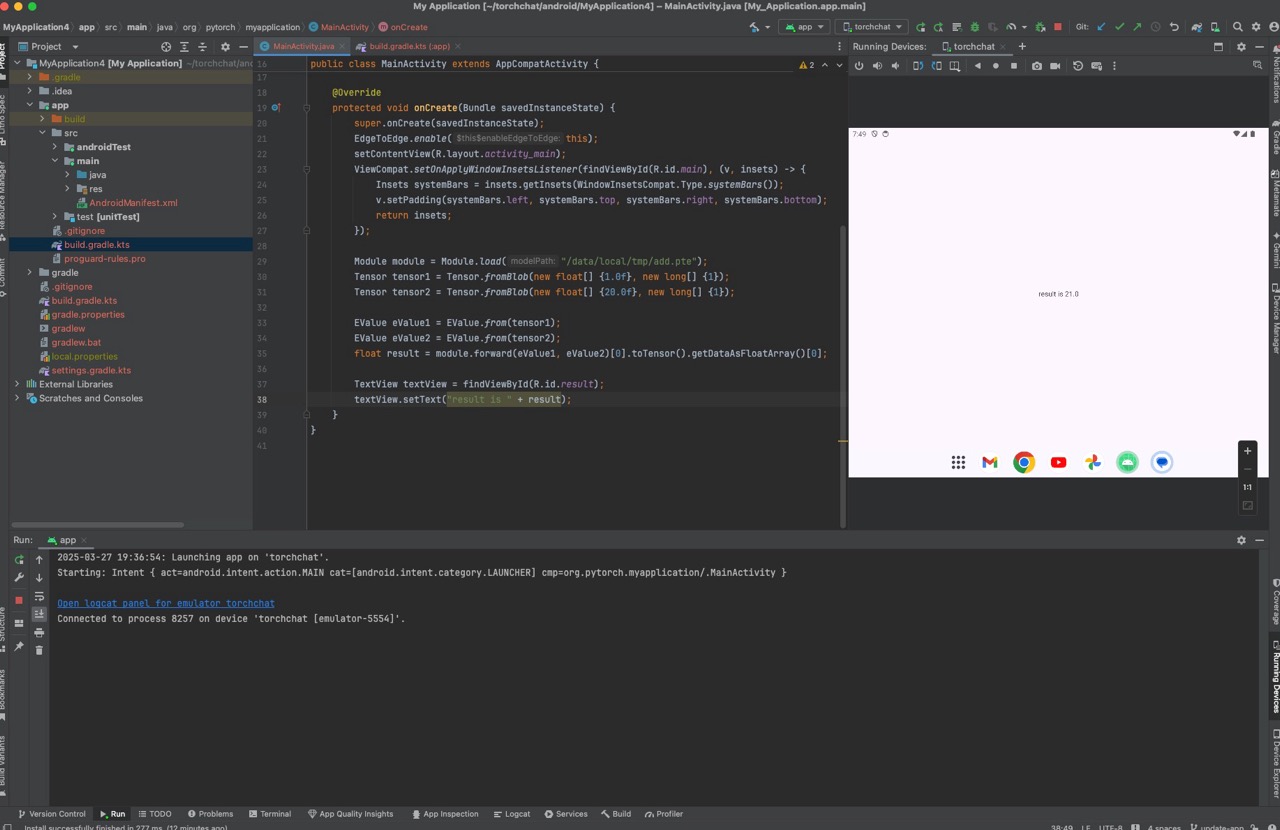 在 Android 上集成和运行 ExecuTorch