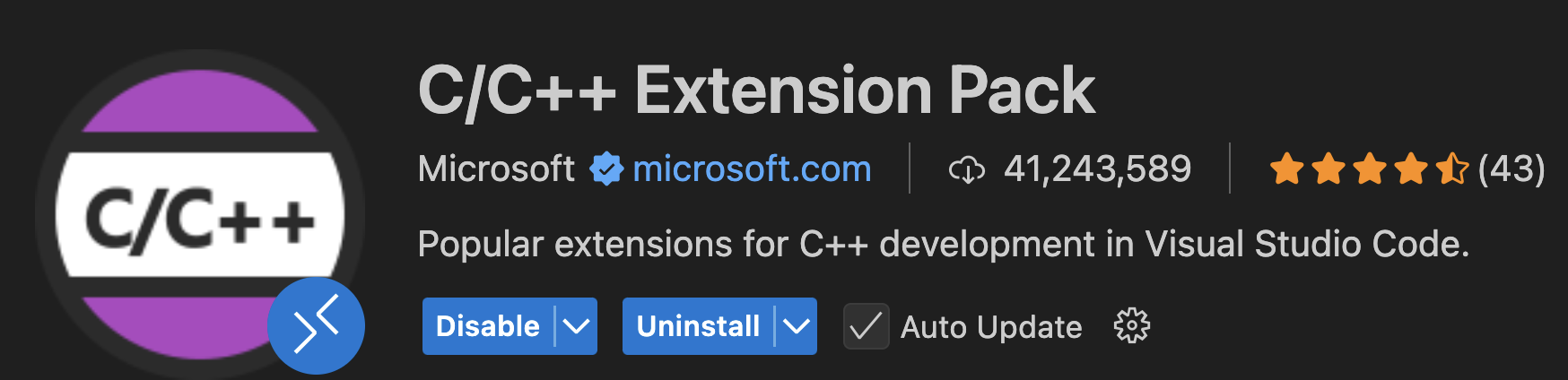 Microsoft C/C++ Extension Pack